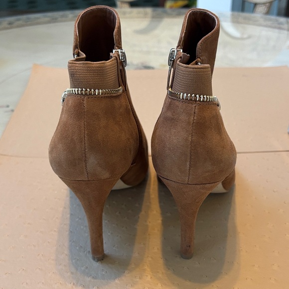 Marc Fisher Tan Suede Peep-Toe Booties - Picture 3 of 5
